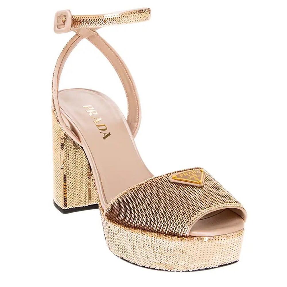 Prada Sequined Platform Heels - 41